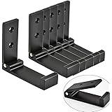 VinBee 6pcs 3 inch Aluminium Alloy Folding Clothes Hook, Coat Rack Single Hook for Bathroom Kitchen Living Room (Black)