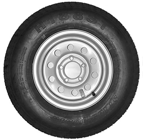eCustomRim Trailer Tire On Rim ST185/80D13 185/80D-13 13 ST Silver Modular Wheel Boat RV