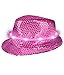 Fun Central T480 LED Flashing Fedora Hat with Sequins - Hot Pink