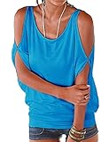 Celltronic Women Cold Shoulder Tops Shirring Drape T Shirt