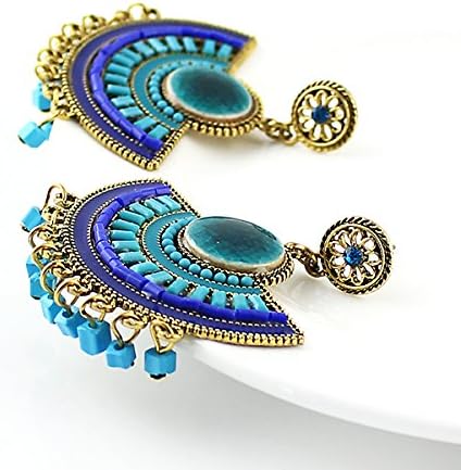 Bohemia Style Green Simulated Gemstone Beads Drop Alloy Dangle Earrings New 2014 Fashion Design Jewelry for Women (blue)