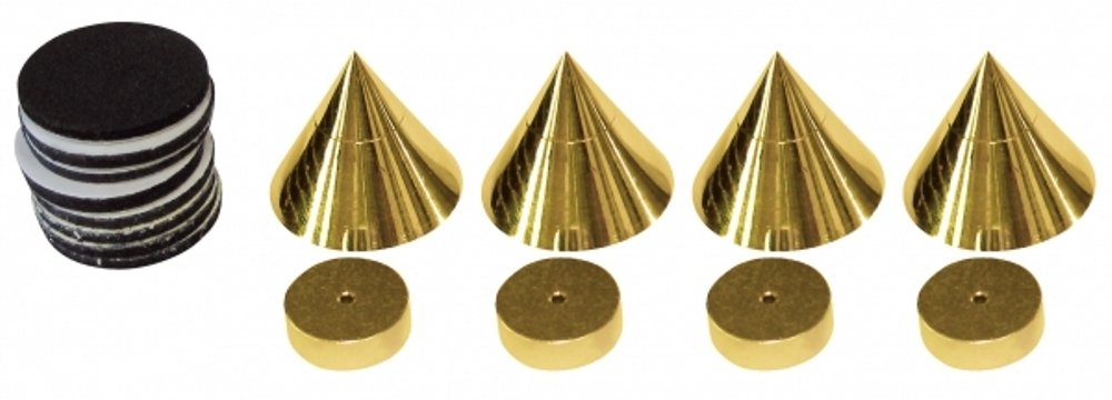 Dynavox Sub Watt Absorber Set of 4 Height Adjustable Decoupler for HiFi Devices and Speakers with Washers Brass