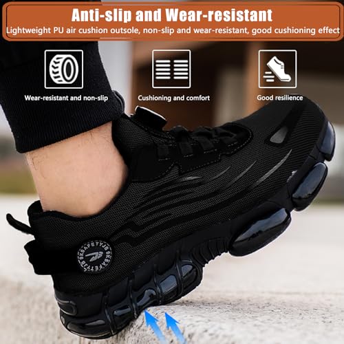 OBIDER Safety Trainers, Safety Shoes Men Women, Comfortable Lightweight Work Shoes, Upgraded Swivel Buckle Shoelaces, Non Slip Work Trainers with Air Cushion