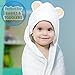Organic Bamboo Hooded Baby Bath Towel By JoLs Home Soft & Luxurious Infant Bathrobe, Hypoallergenic & Anti-Bacterial Fabric, Adorable Bear Ears, Absorbent & Large Toddler Towel BONUS Washcloth