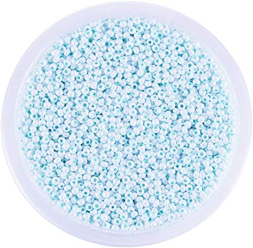 Around 9000pcs Opaque Glass Seed Beads Round Pony Bead Mini Spacer Beads 2mm for Jewellery Making Hair Accessories Beadwork Craft (Aqua)