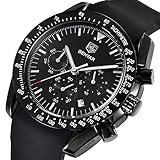 BENYAR Watches Men Chronograph Sport Waterproof Quartz Watch Date for Black Silicone Band