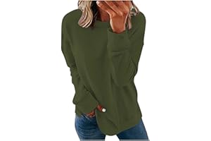 Blczomt Womens Pullover Shirts Crewneck Oversized Casual Thin Sweatshirts Long Sleeve Solid Color 2023 Fall Clothes Tops