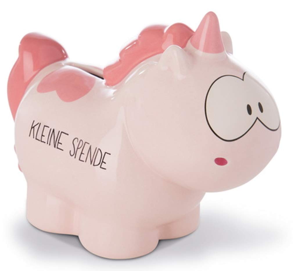 NICI 42517 Unicorn Money Box Merry Heart Small Donation, 7.5 x 12 x 16.5 cm, Pink, Approx.