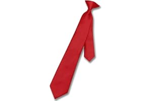 Vesuvio Napoli Boy's CLIP-ON NeckTie Solid RED Color Youth Neck Tie
