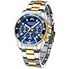 MEGALITH Montre Homme 43mm Chronographe Montre Étanche Homme Grand Montre Bracelet Acier Analogique Quartz Élégant…
