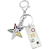 Fashion OES Metal Keychain with Enamel Charms - Order Of The Eastern Star Society Nameplate Keychains