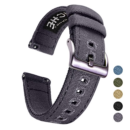 Ritche 2pc 20mm Nylon Striped Black/grey/orange,black/grey/blue Replacement Timex Watch Strap Band