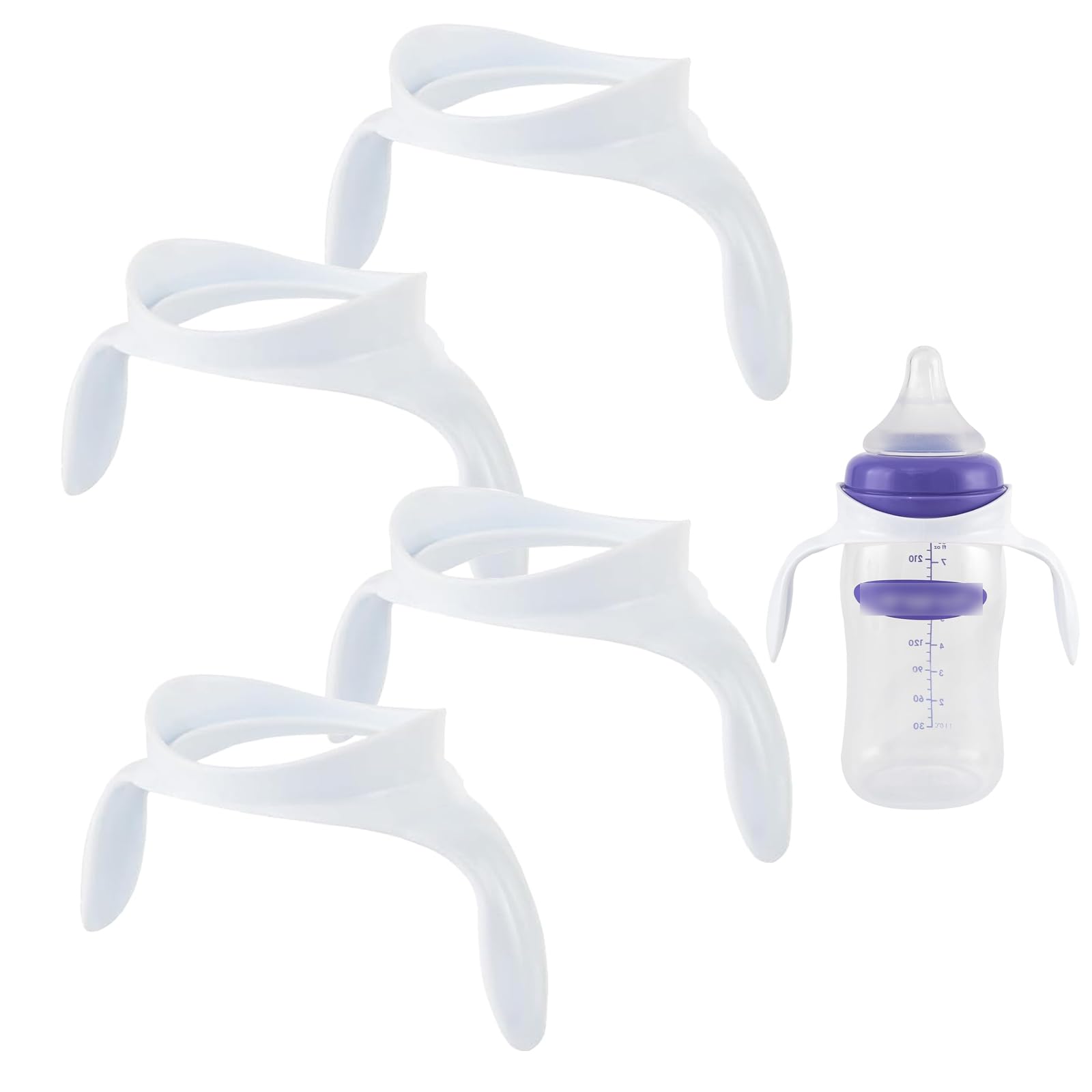 Photo 1 of Baby Bottle Handles Compatible for Lansinoh Bottles, Feeding Bottles Holder Accessories, White, Pack of 4