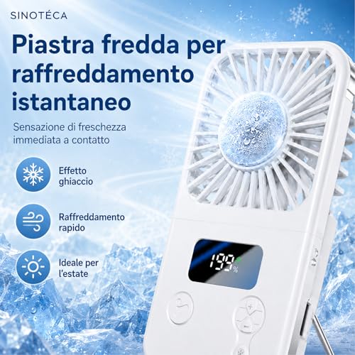 SINOTE'CA Portable Cooling Fan Foldable USB Rechargeable 5 Speed Levels Neck Table Fan with Power Bank Function