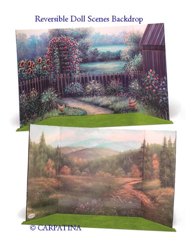 Doll Scene Backdrop - Reversible Summer to Fall - Fits 18" American Girl Dolls