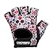 Contraband Pink Label 5237 Womens Designer Workout Gloves | Sugar Skull Print w/Grip-Lock™ Padding (White, Small)