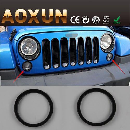 Aoxun Front Turn Signal Light Cover Ring Trim for Jeep Wrangler JK 2007-2017(2pcs)