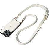 Bandolier Hailey Crossbody Wallet Phone Case for iPhone 16 Pro Max. 100% Genuine Pebble Leather with Gold Hardware. Adjustable & Removable Strap. Expandable Flip Card Holder. Ivory with Gold