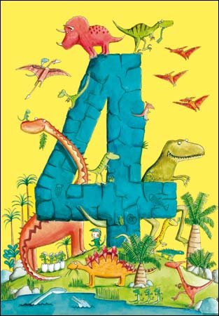 Woodmansterne Boy's Birthday Card - Age 4 - Dinosaur Birthday