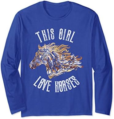 Unisex This Girl Love Horses Long Sleeve Shirt For Men Women XL: Royal Blue