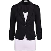 Auliné Collection Women's Casual Work Solid Color Knit Blazer Black Medium