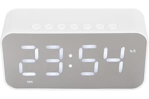Portable Speaker with Digital Alarm Clock, Multifunctional Stereo Sound Speaker Mirror Clock, Dual Alarm Clock Speaker with N