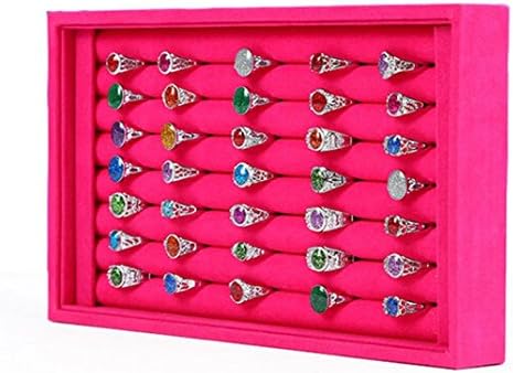 Aniywn Hot Sale! Jewelry Rings Display Tray Velvet 100 Slot Case Box Jewelry Storage Box (2314.53CM, Pink)