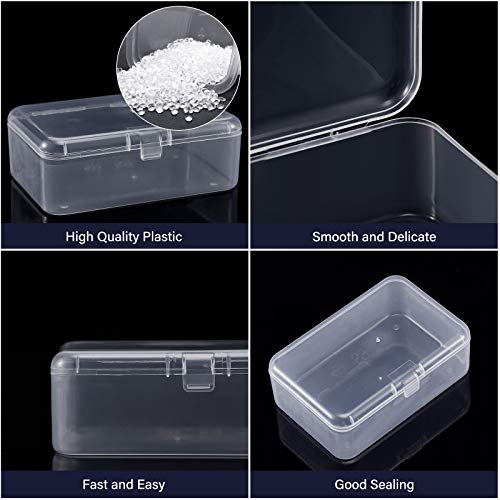 SATINIOR 12 Pack Clear Plastic Beads Storage Containers Box with Hinged Lid for Beads and More
