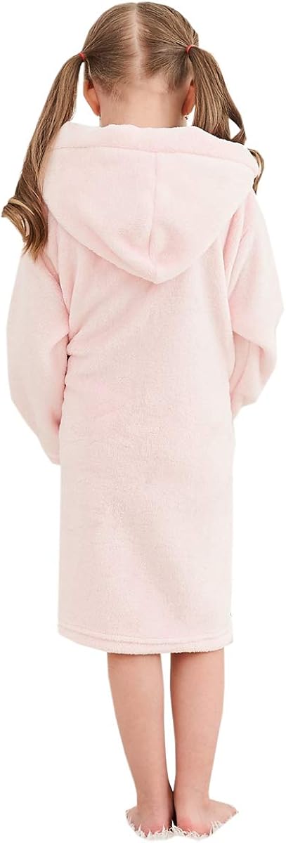 Betusline Kids Girls Boys Solid Soft Fleece Hooded Bathrobe Robe, 2T - 18 Years: Clothing
