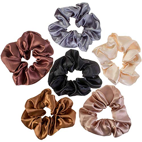 VAGA Cute Scrunchies For Hair 6 Colors Set, Our Hair Scrunchies Hair Elastics Ponytail Holder Pack of scrubchies are Softer Then Hair Ties, A Satin Scrunchie sruchies, Do not Pull Or Snag Thick Hair