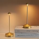 XIH Cordless Table Lamp Set of 2, 5000mAh Rechargeable Battery Powered LED Desk Lamp, Portable Touch Dimming Outdoor Table Lamps, 3 Color Light for Restaurant, Patio, Bedroom, Night Lamp (Gold)