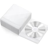Harloon 100 Pack White Cd DVD Sleeves Envelopes Bulk Double Sided | Plastic Storage Sleeve for Blank Storage Binders Clear Disc Holder Cases for Protection Replacement