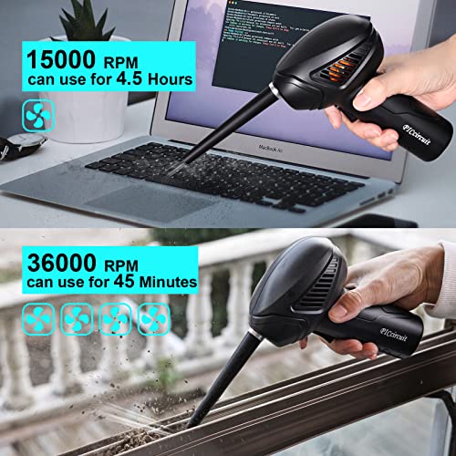 Electric Air Duster, Cordless Air Blower with LED Light, 36000 RPM and