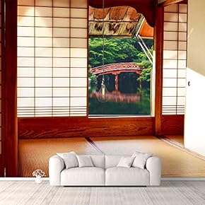 Wall Murals for Bedroom Japanese Style Grid Door View Large Removable Wallpaper Peel and Stick Wall Stickers - 66x96 inches