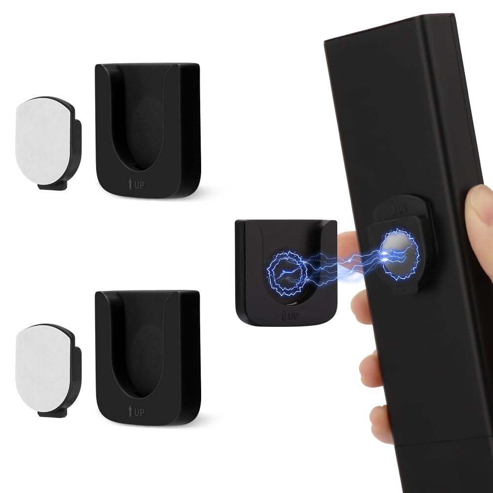 FIDWALL Magnetic Remote Control Holder Wall Mount, Innovative Slot Design for Effortless Organization of Home, Office, and School Supplies - Organize and Fix Remotes with Ease (Black, 2 pack)