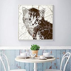 Floating Framed Canvas Wall Art for Living Room, Bedroom Wooden Background Animal Canvas Prints for Home Decoration Ready to Hang - 16x16 inches