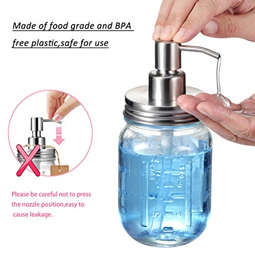 Mason Jar Liquid Soap Dispenser Lids(2) Premium Rust Proof Stainless