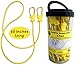 6 Pack Bungee Cord with Carabiner - 60 Inch Premium Tie Down Straps-Superior Latex-Strong Wide Mouth Hooks for Camping Luggage, Boat & Bikes - Yellow