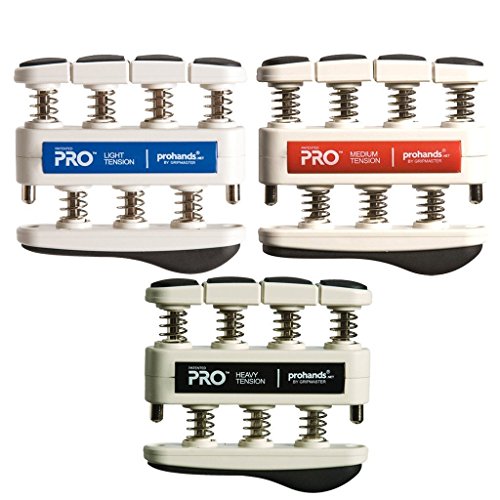The "Iron Fist" PRO Series Gripmaster 3-PACK Hand And Finger Exercisers, Blue - Light Tension ( 5 lbs.), Red - Medium Tension (7 lbs.), and Black - Heavy Tension (9 lbs.)