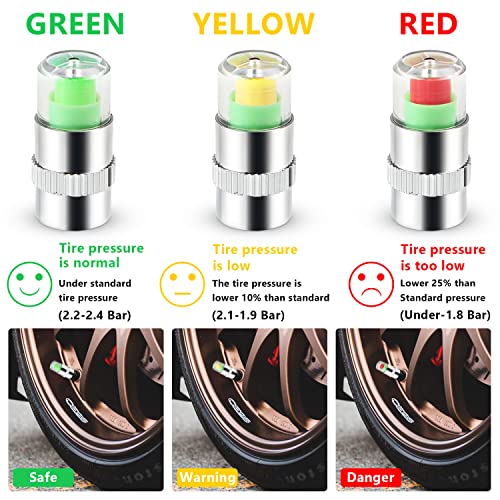 Ouzorp Car Tire Caps Pressure Monitor Valve Stem Caps [35PSI
