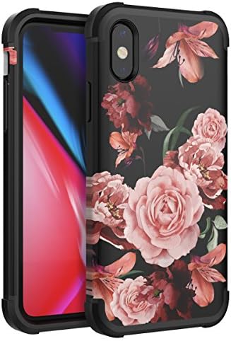 QBcase iPhone X Case,Dual Layer Flowers Design Shock-Absorption Flexible Soft Inner TPU Cover Anti-Scratch For Girls Women Men Kids Protective Case Cover For iPhone X Case (2017 Release)