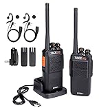 Walkie Talkies, Tacklife MTR01 Advanced Long Range Two-Way Radio with Rechargeable 1300MAh Li-ion Battery, UHF 400-470MHz Transceiver, 16 Channels Using, Earphone and Charger Included - 2 Pcs