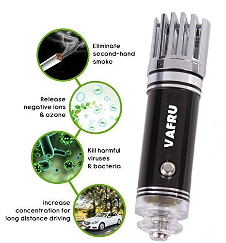 [CE&FCC) Genine Vafru Car Air Purifier Ionizer Newest Version, Air Freshener and Order Eliminator Improve car smell Long Lasting, Removes: Cigarette Smoke Smell,pet Smell (Dogs and Cats),dust Bad Orders and Bacteria's, New Compact Oxygen Ozone Bar for Your Car, Get Immediate Fresh Air and Negative Ions (Negative Air Ions Help Kill Germs in the Air, improved Energy Levels and Focus, Elevated Mental Concentration and Performance) (Black)