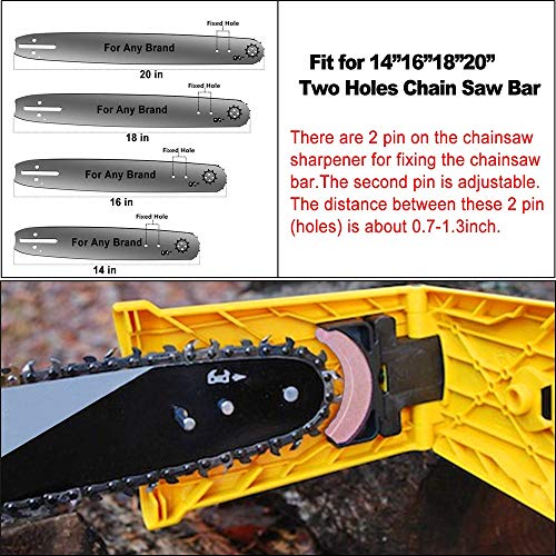 JHFY Chainsaw Sharpener Universal Chain Saw Blade Sharpener Fast Sharpening Stone Grinder Tools Bar Mounted Chainsaw Teeth Sharpener Fit for 14/16/18/20 Inch Two Holes Chain Saw Bar