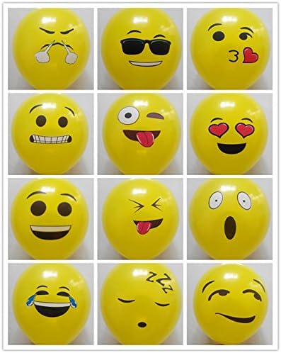 Emoji Universe Series One: Emoji Smiley Face Latex Balloons, 50-Pack