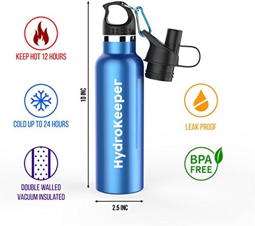 Stainless Steel Water Bottle by Hydrokeeper (Blue)
