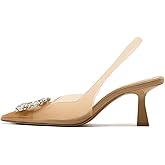 keleimusi Clear Slingback Heeled Shoes for Women Crystal Rhinestone Pointed Toe Wedding Kitten Heels Sandals