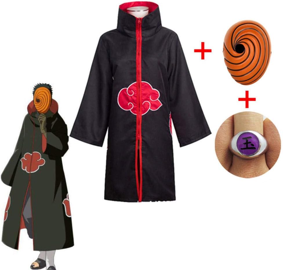 Naruto Tobi Obito Disfraz de Cosplay Akatsuki Capa de manga larga