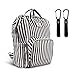Hafmall Diaper Bag Backpack Waterproof Multi-Function Travel Bags, Large Capacity and Durable Backpack with Stroller Straps (Black & White Stripes)