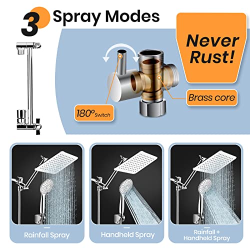 COSYLAND 10'' Rainfall Shower Head with Handheld Combo High Pressure 5
